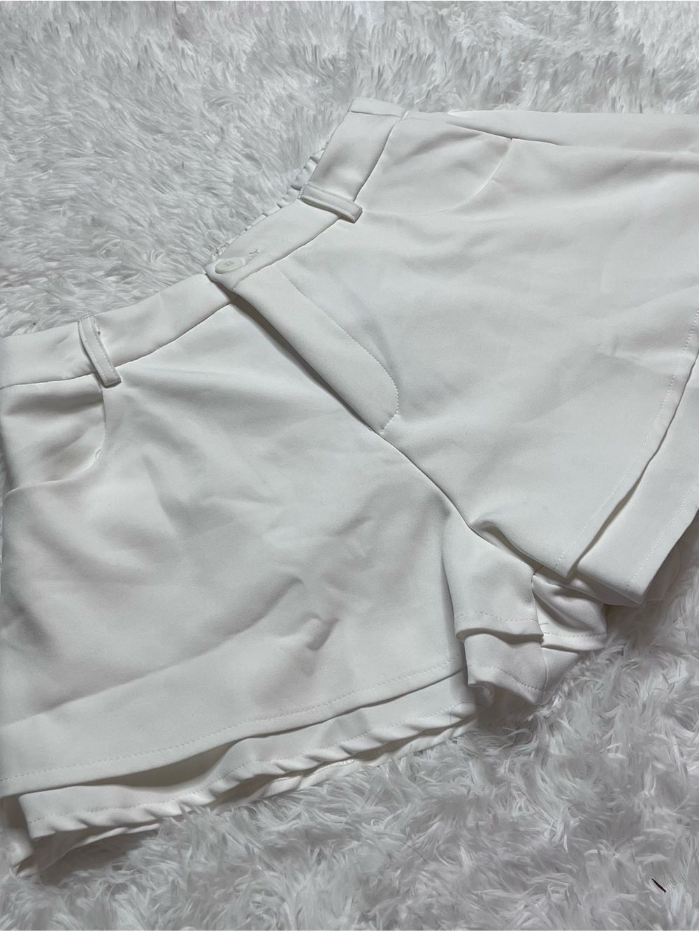 High-Rise White Tiered Women's Shorts